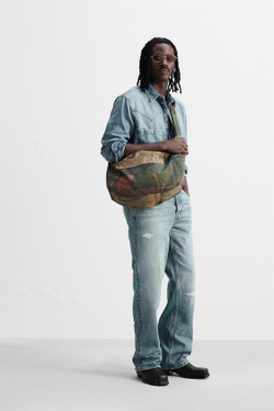 ZARA ДЖИНСОВАЯ СУМКА С ПРИНТОМ, РАЗНОЦВЕТНЫЙ