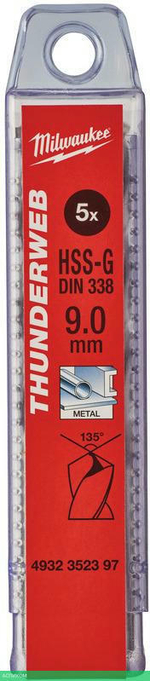 Сверло по металлу Milwaukee Thunderweb HSS-G 9x125мм 5шт (4932352397)