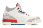 Jordan Air Jordan 3 Retro International Flight leather burst pattern low-cut retro basketball shoes GS white Red Blue