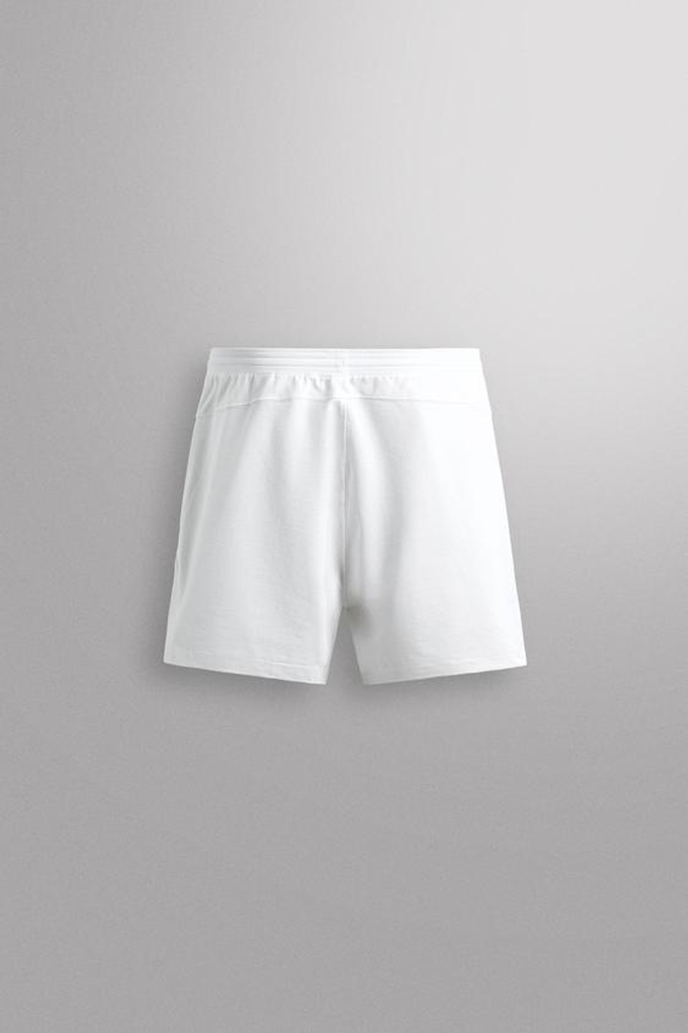 ZARA СПОРТИВНЫЕ ШОРТЫ ИЗ СМЕСОВОГО ХЛОПКА 9", БЕЛЫЙ