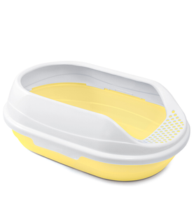 Туалет для кошек овальный с бортом "Ирис",  желтый/белый, 430*300*150мм, серия HYGIENE, Triol