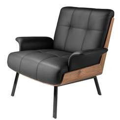 Кресло Angel Cerda 5140 из ореха и черной экокожи