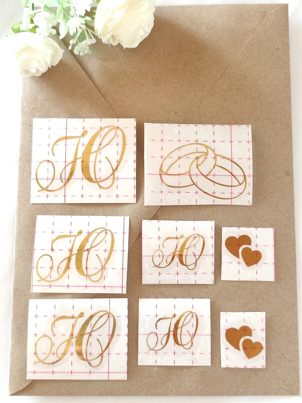 Наклейки свадебные буквы зеркальное золото инициалы " Ю "