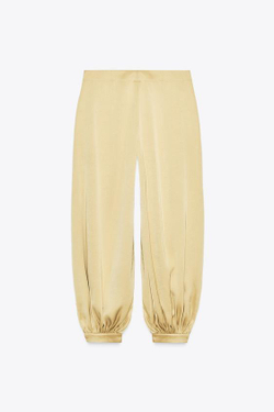 ZARA АТЛАСНЫЕ БРЮКИ-БАГГИ — ZW COLLECTION, ЗОЛОТИСТЫЙ