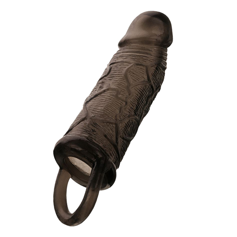 Чёрная насадка на пенис с подхватом мошонки ToyFa Xlover 748036