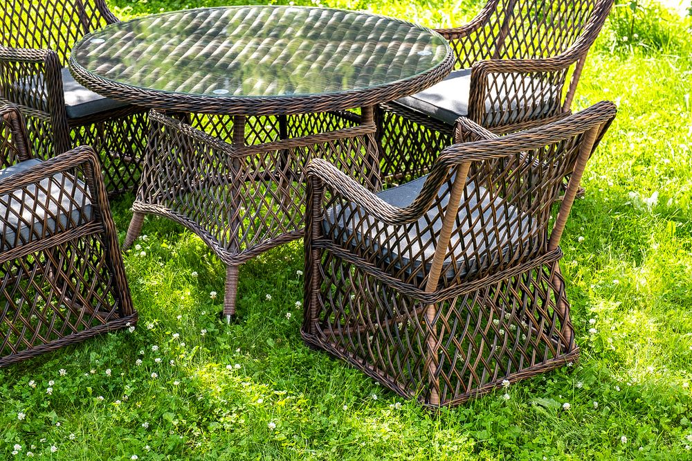 "Доппио" обеденная группа плетеная, цвет коричневый