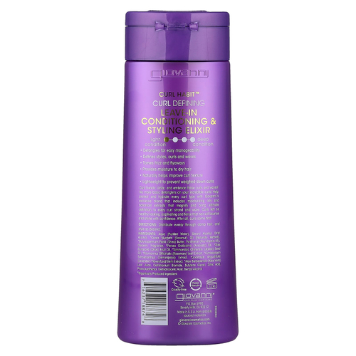 Giovanni, Curl Habit, несмываемый эликсир для укладки и ухода за локонами, для всех типов локонов, 250 мл (8,5 жидк. унц.)