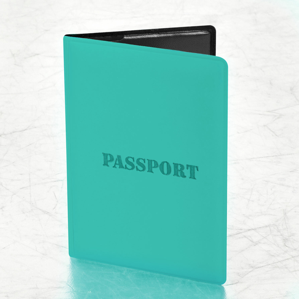Обложка для паспорта мягкий полиуретан "PASSPORT" цвет "тиффани" STAFF (5 штук в упаковке)