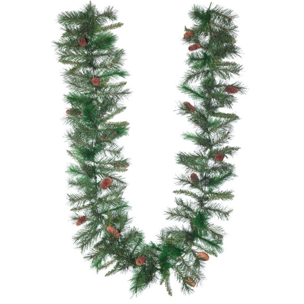 GAEM Украшение декоративное "Гирлянда еловая", 180 веток, 20 шишек, L285 W32 H32 см