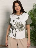 Блуза Нимфея (бело-зеленая) Б15610-18М LT Collection