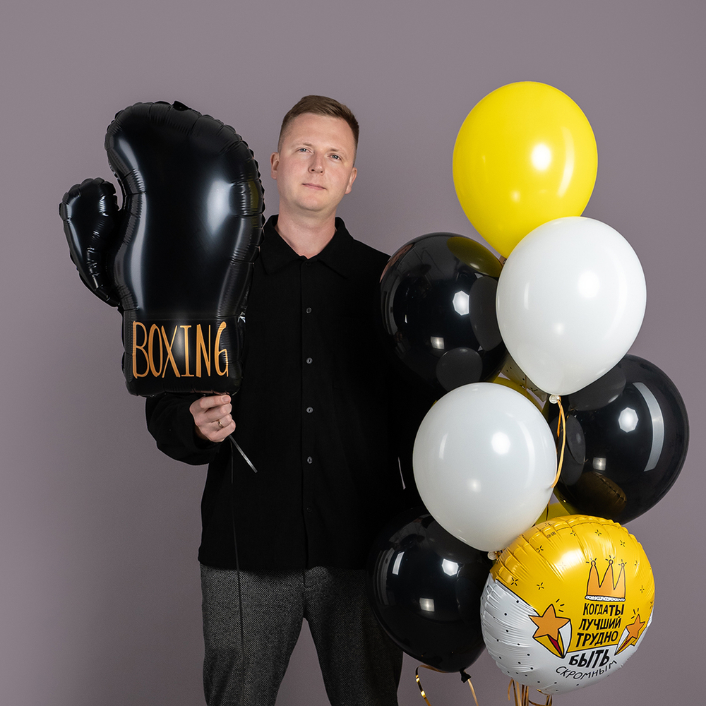 Шар (26''/66 см) Фигура, Боксерская перчатка, Черный