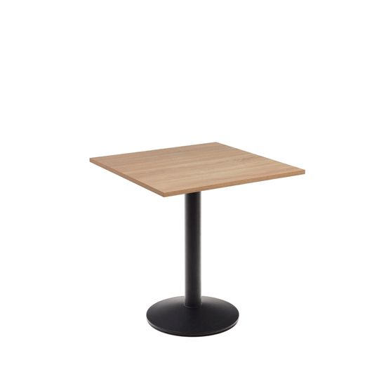 Esilda Стол из меламина с натуральной отделкой и черной металлической ножкой 70 x 70 x 70 см