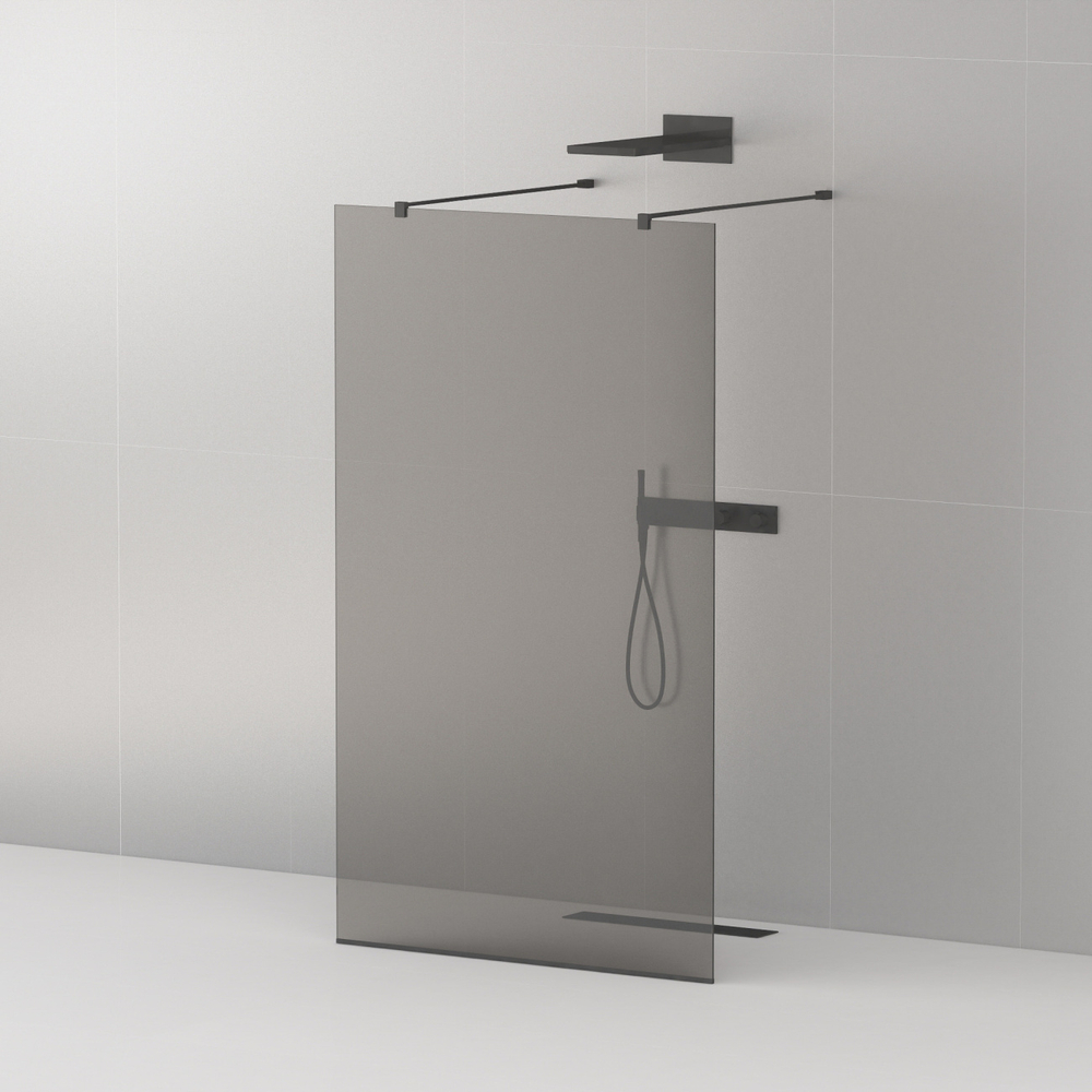 Душевая перегородка Cezares LIBERTA-L-2-90-120-GR-NERO чёрный профиль, стекло серое