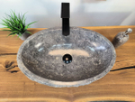 Раковина из мрамора Oval Grey Marmo Wave OM-65748 56х36х15 из натурального камня