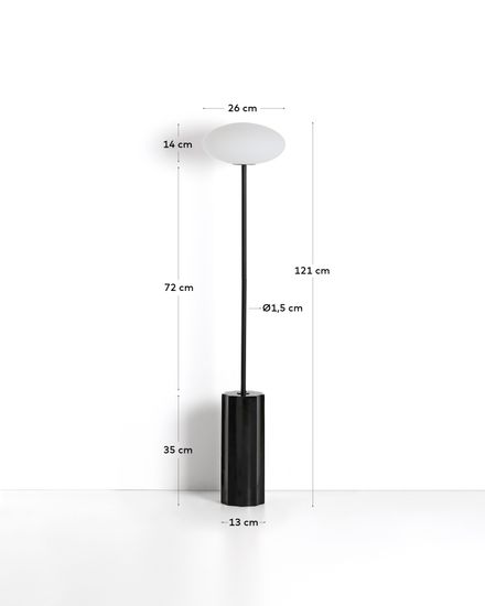Напольная лампа Ideala из тонированного стекла и черного мрамора