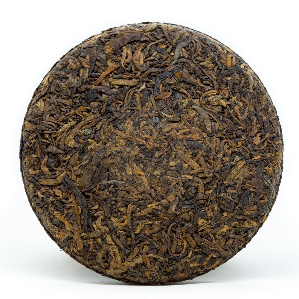 59313 Чай прессованный черный Пуэр Шу "Сэнчжун, Цзинь Я Чжень Цан" Золотая Почка, мини бин 100гр