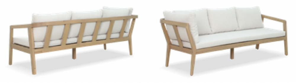 Модуль деревянный трехместный с подушками Tagliamento Nara, песочный