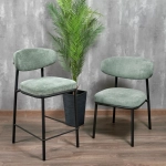 Стул полубарный Bradex Home Lucas 2 шалфей шенилл с чёрными ножками