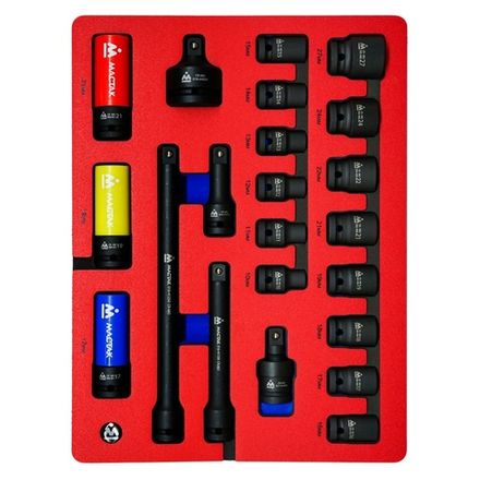 Цена на МАСТАК (5-054022) Набор ударных торцевых головок 1/2", шестигранные, 10-27 мм, ложемент, 22 предмета