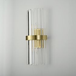 Бра Odeon Clear Glass Gold Metal Wall Lamp By Imperiumloft