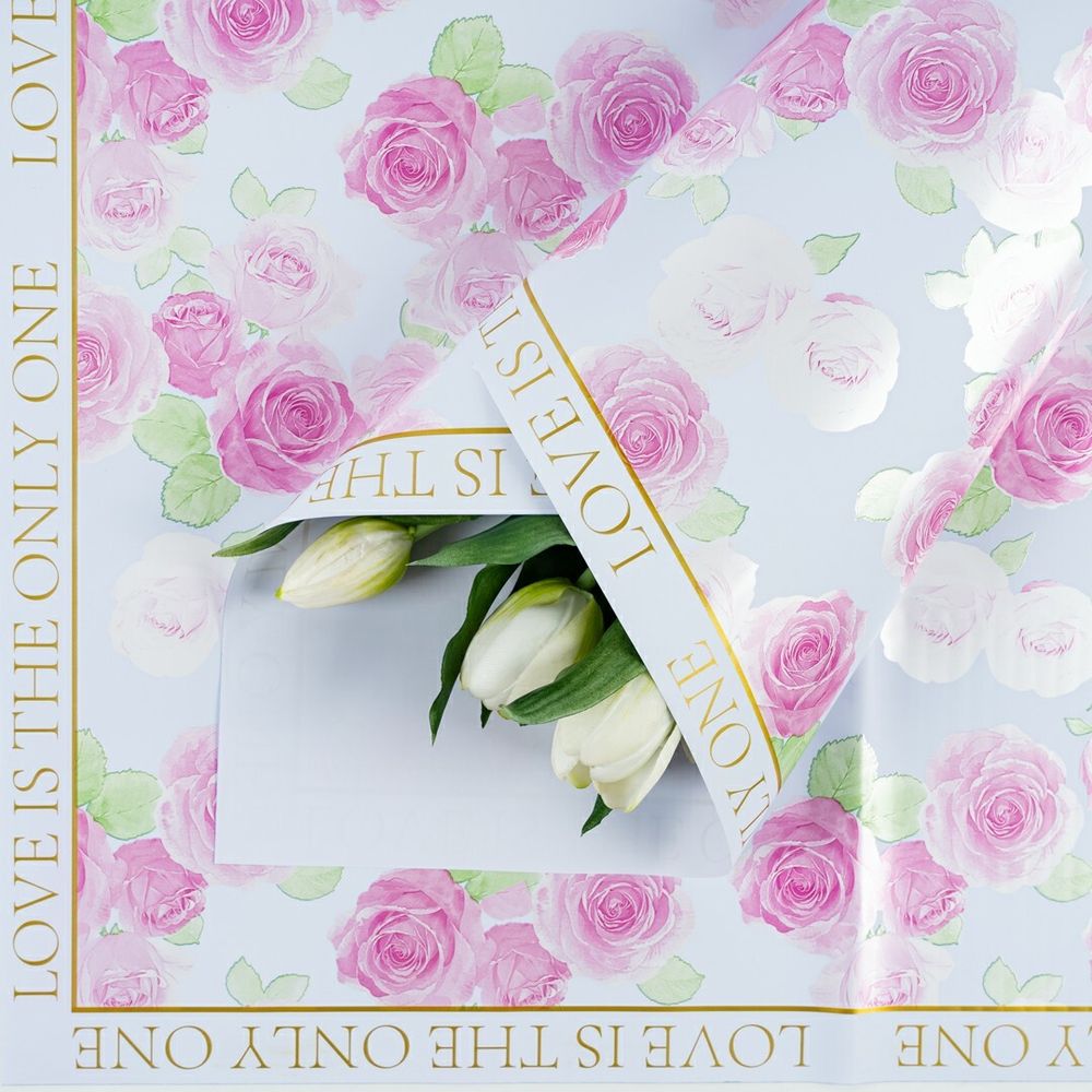 Пленка ЛИСТ "Нежность роз" 57*57см Сиреневая/20шт