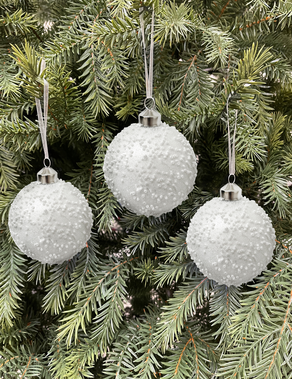 Набор шаров с бисером 8см 9шт ChristmasDeLuxe белый