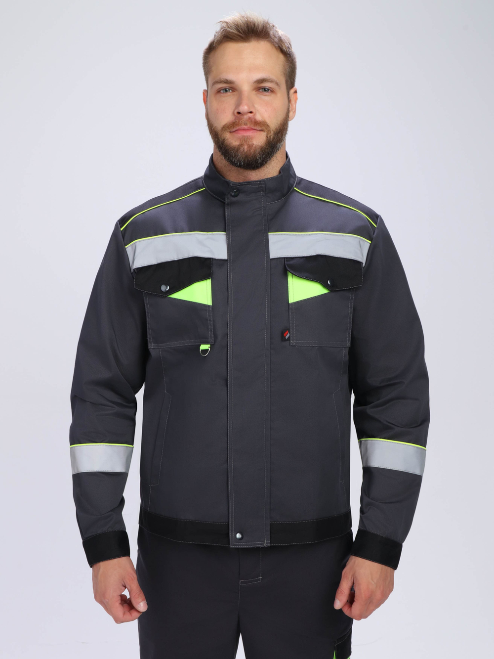 Костюм Ховард-1 (тк.Смесовая,240) брюки, т.серый/черный/лимонный