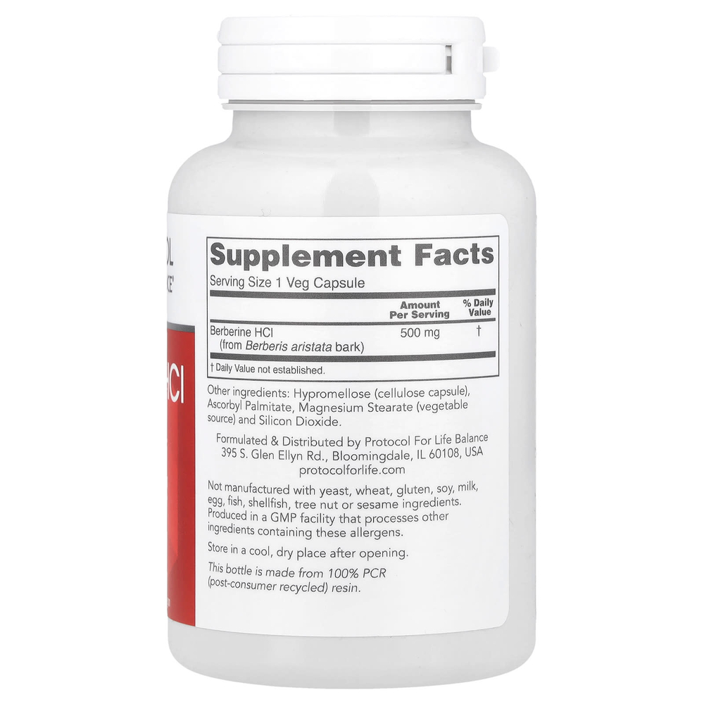 Protocol for Life Balance, Берберин гидрохлорид, 500 мг, 90 растительных капсул