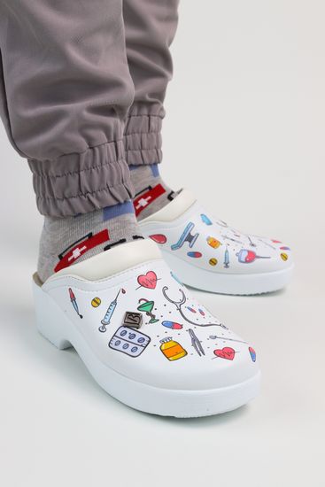 503 | "Anna" Женские медицинские сабо (принт)