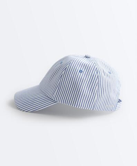 OYSHO Кепка из 100%-го хлопка в полоску, голубой
