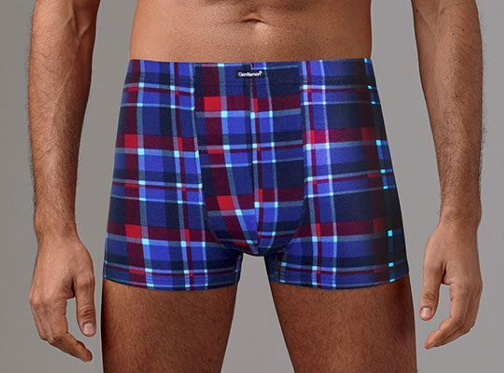 Яркие мужские боксеры в клетку (Размер: M) (Цвет: синяя шотландка)