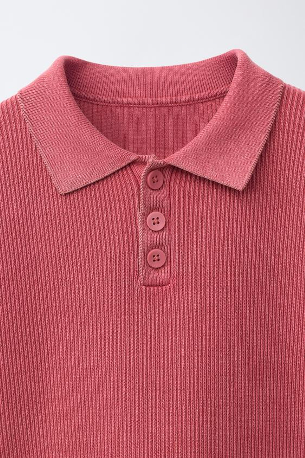 ZARA ПОЛО В РУБЧИК С ЭФФЕКТОМ ВАРКИ, КЛУБНИЧНЫЙ