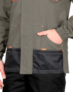 Куртка "МАНХЕТТЕН" удлиненная, оливковая с оранжевым и черным
