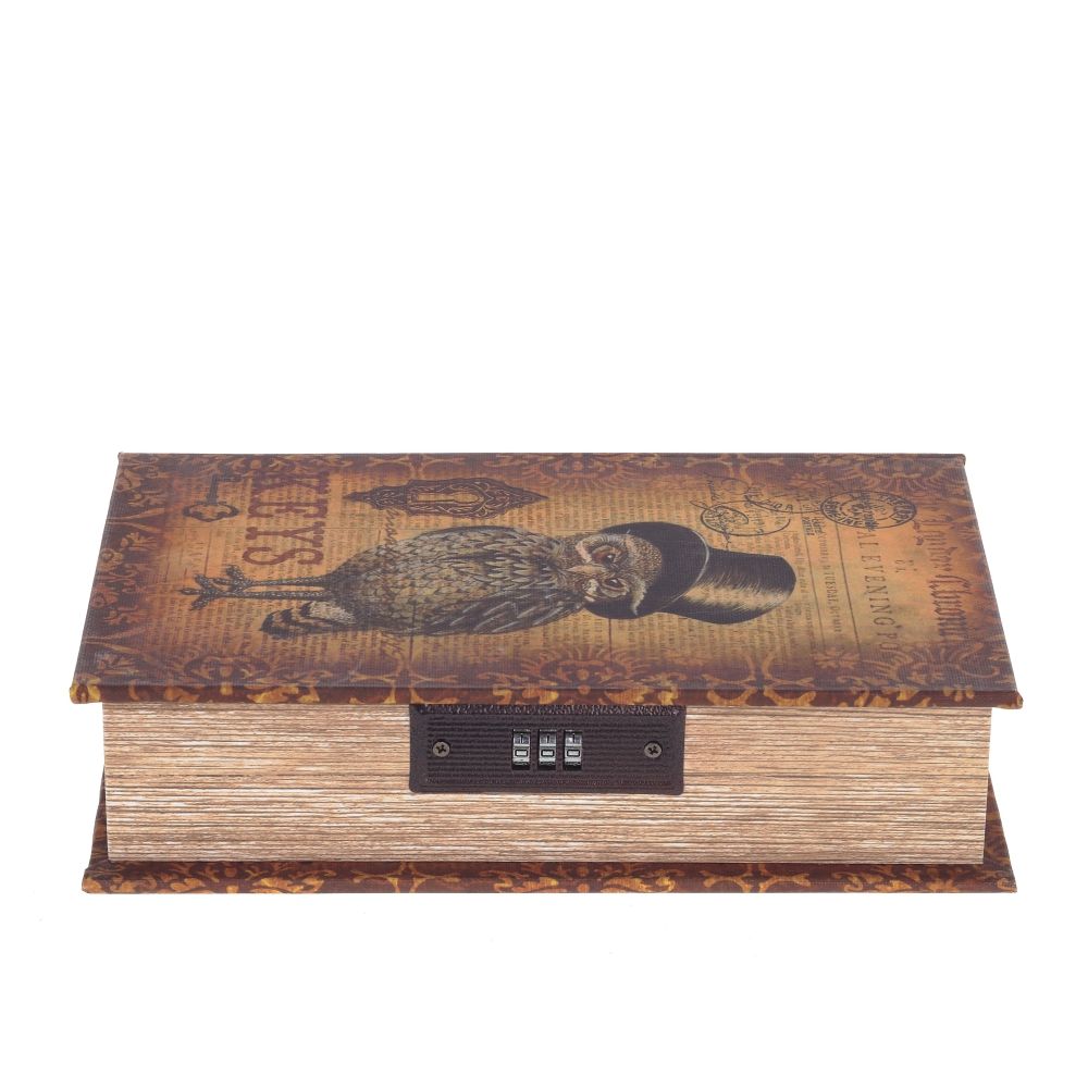 GAEM Шкатулка-книга с кодовым замком, L18 W7 H27 см