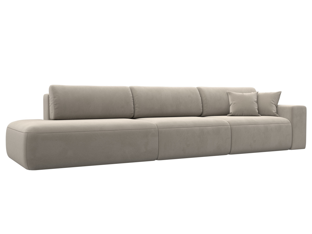 Диван прямой Лига-036 НПБ Модерн Лонг подлокотник справа МИКРОВЕЛЬВЕТ Бежевый