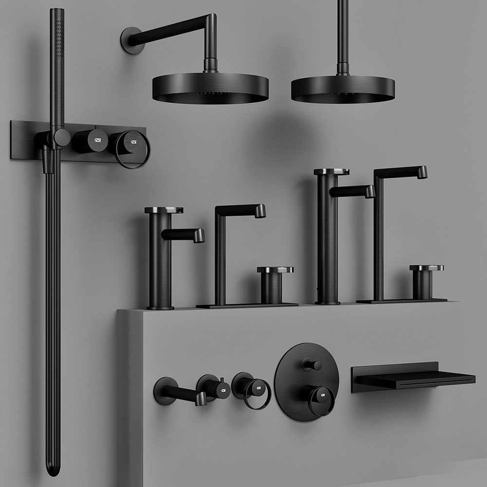 Смеситель для раковины Gessi Anello, высокий, длинный излив, цвет Matte Black