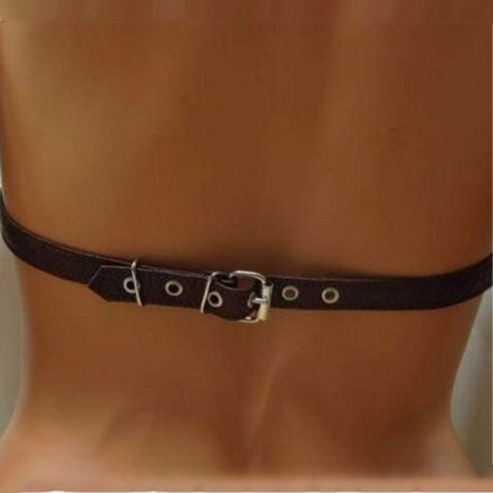 Сбруя с ошейником из темно-шоколадной кожи