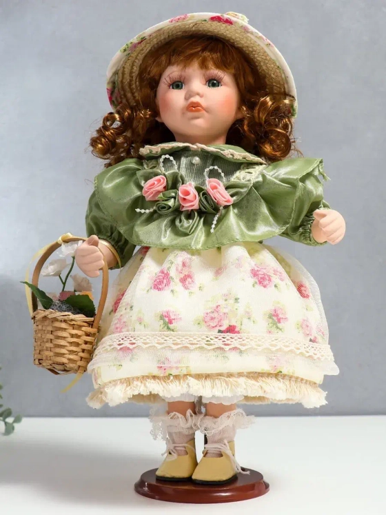 Кукла керамическая фарфоровая Энни в платье 30 см