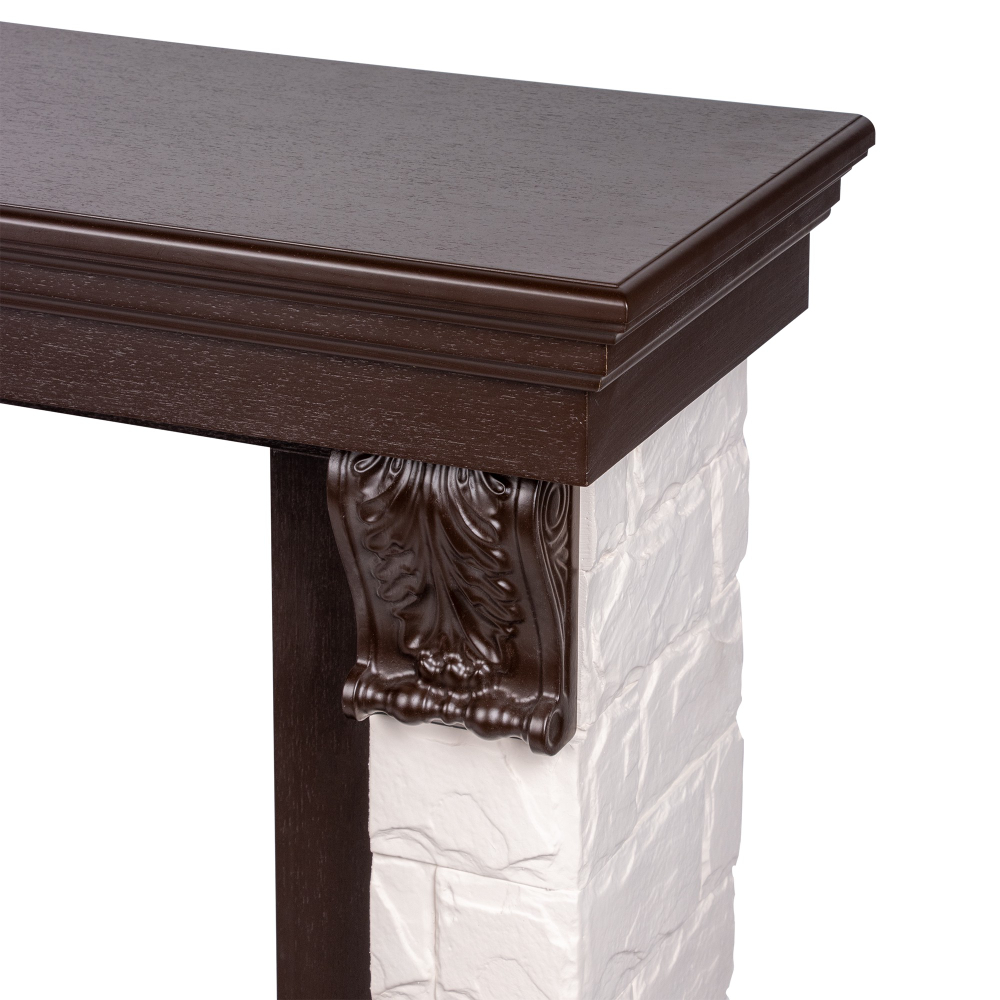 Портал Firelight Forte Classic камень белый, шпон темный дуб