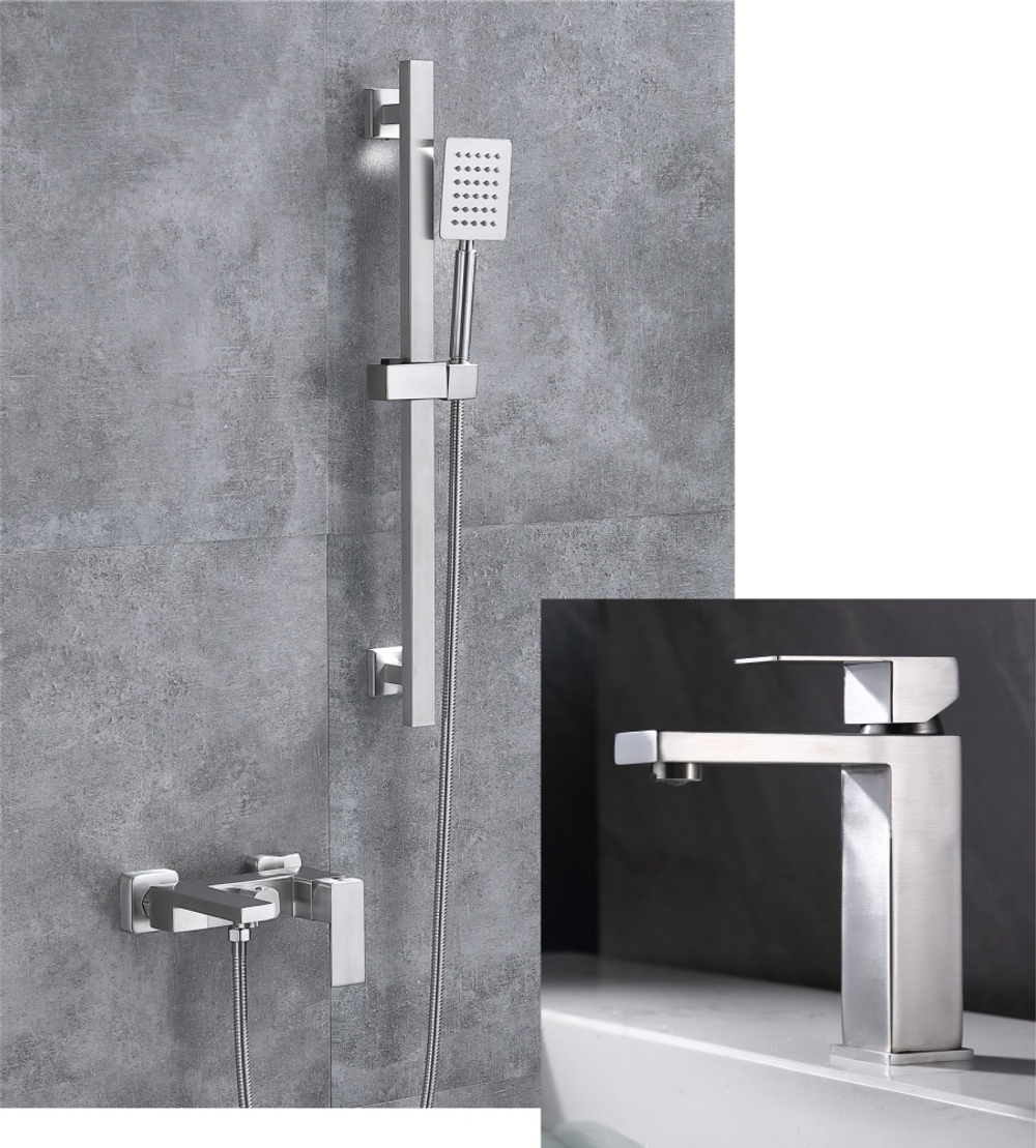 91304-G Душевой комплект (3 в 1) НЕРЖ (САТИН) HANSEN  (5/1шт)