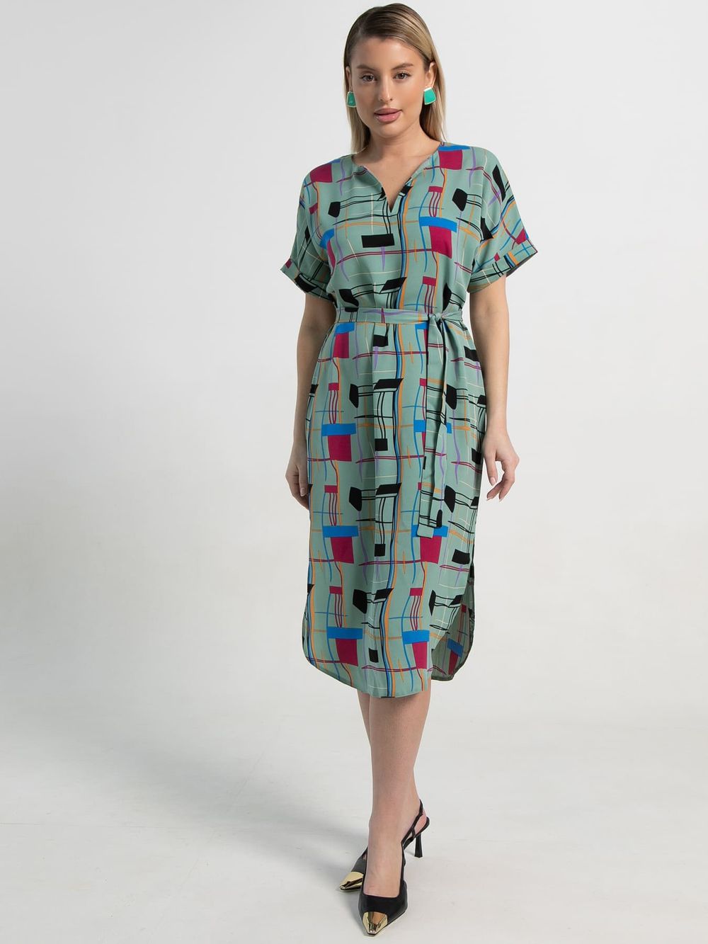 Платье Геометрия стиля (зеленое) П15602-6М LT Collection