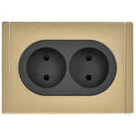 FORTE&PIANO Розетка 2-местная без заземления с защитными шторками безвинтовое крепление 10А FP625M металл шампань IEK