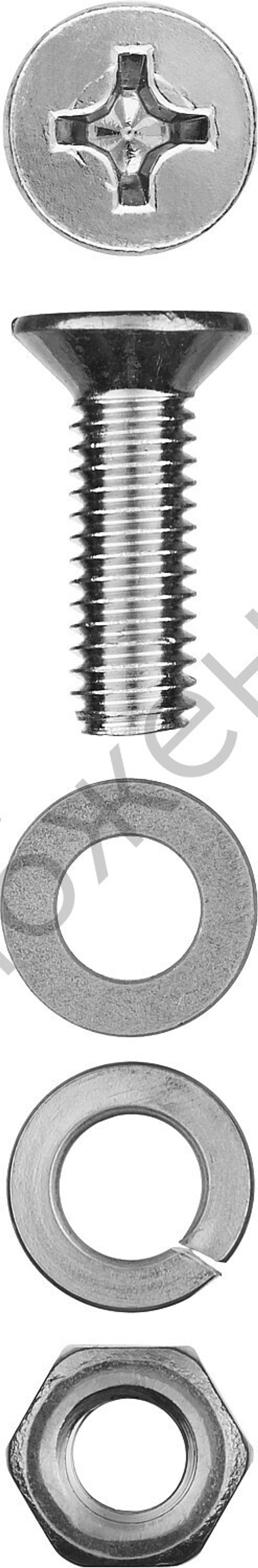 ЗУБР DIN 965 M4 x 20 мм, винт с гайкой и шайбами, 25 шт (303456-04-020)