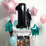 Шар (40"/102 см) Цифра, 1, Черный 1 шт.