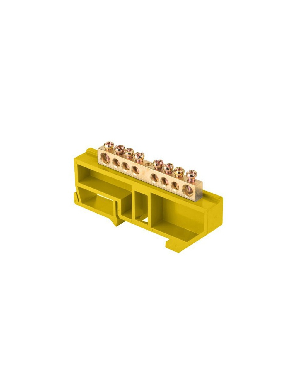 Шина нулевая N 6х9 8 отвер. латунь желт. изолятор на DIN-рейку PROxima EKF sn0-63-08-dz