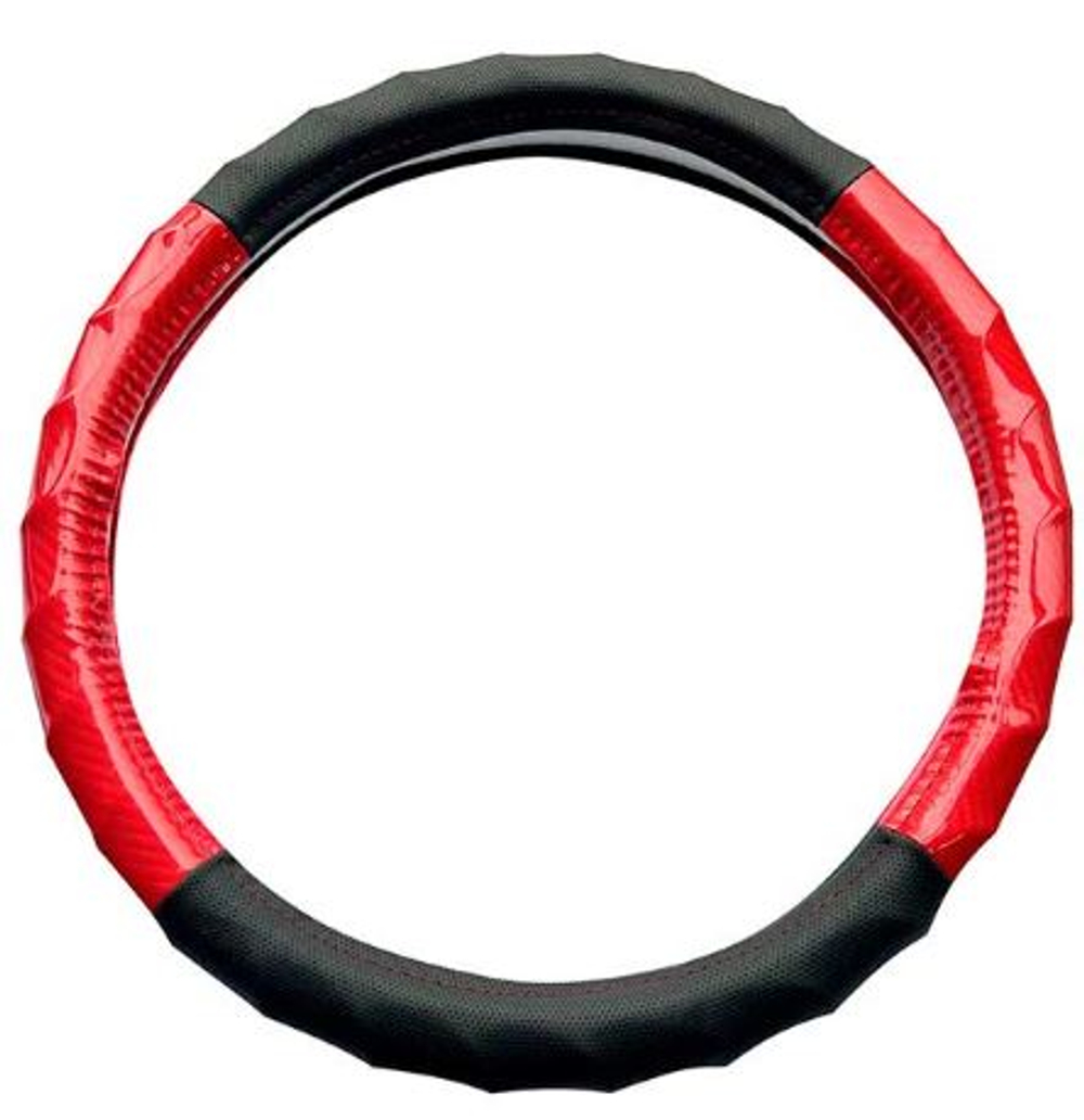 Оплетка на руль круглая Coolpart MAXIMAL (37*38) к/з черный/синий/черный шов L01-BLBLU