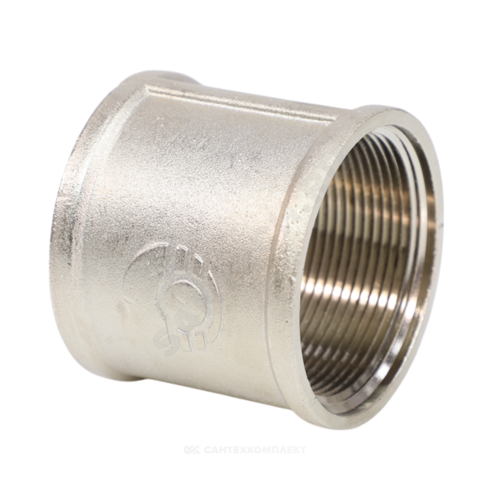 Муфта латунь никель Ду 32 (1 1/4") ВР/ВР VALFEX VF.170.N.114