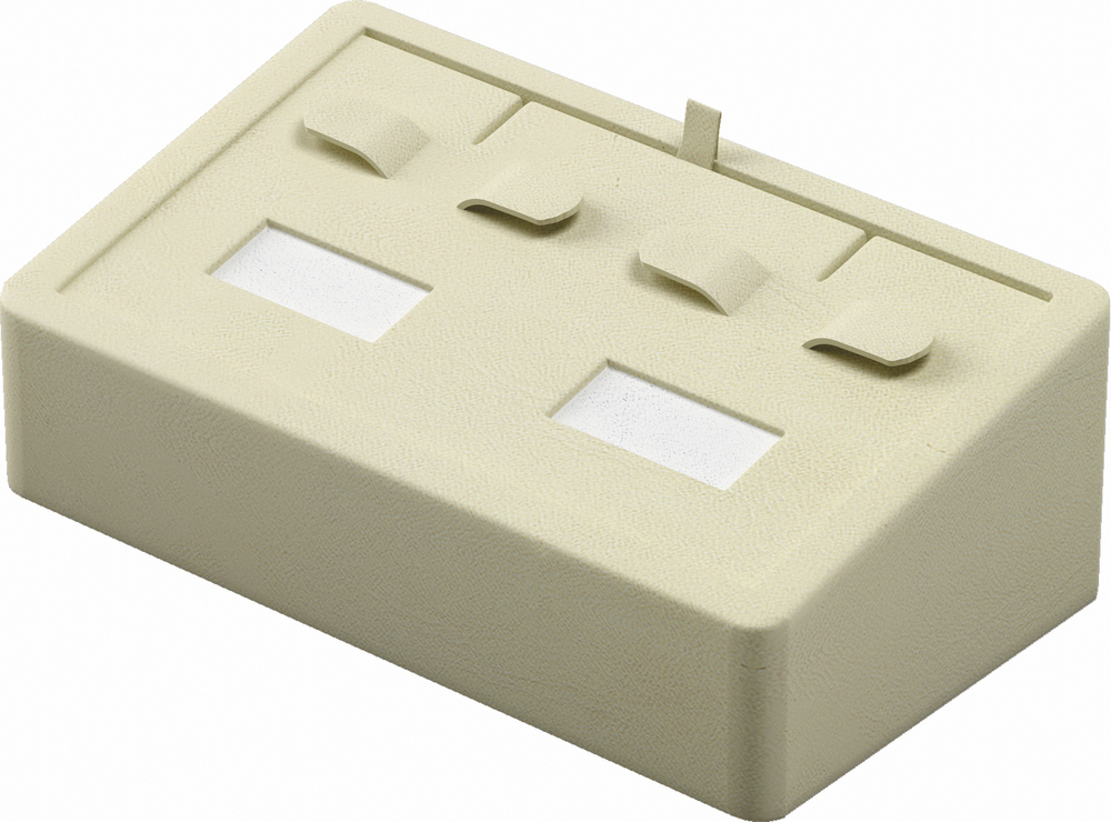 Подставка для 2 пар серег/кубик наклонный/выним.вкладыш/4 язычка/2 прорези/2 окошка/петелька/карман