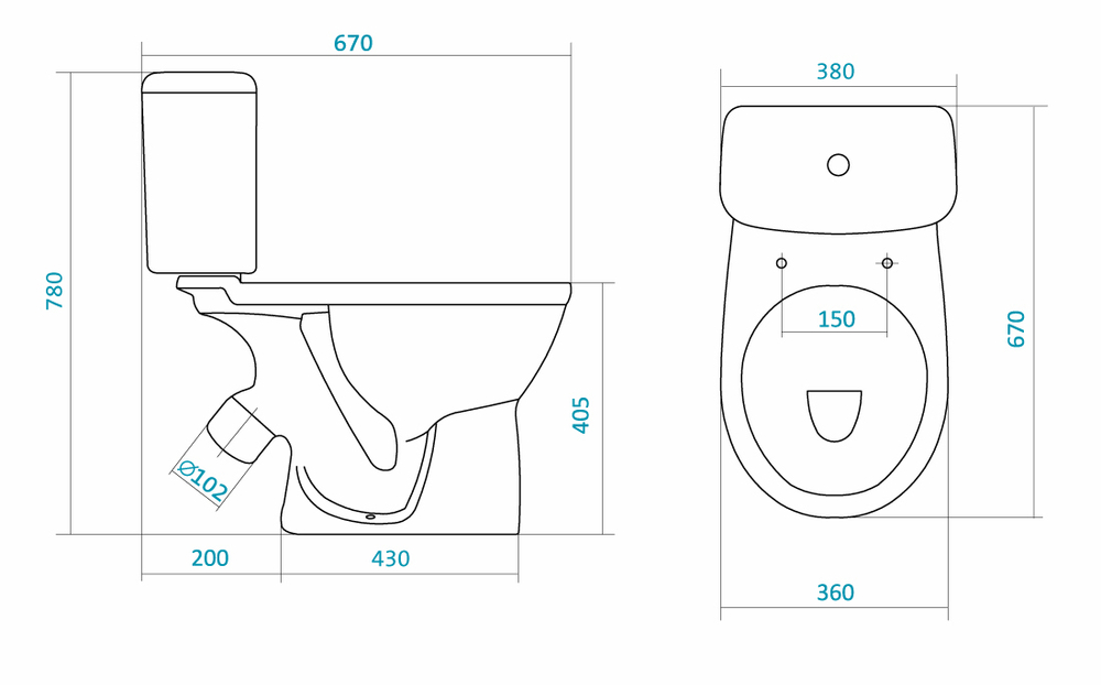 Унитаз-компакт Santek Бореаль  с антивсплеском и сидением стандарт схема