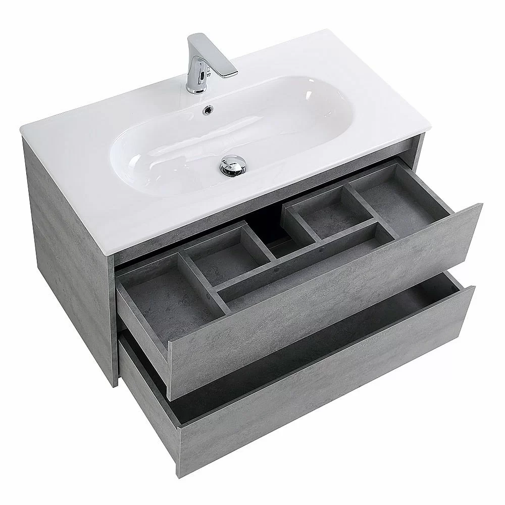 Тумба с раковиной BelBagno KRAFT 100 2C-SO/LOV-1000-LVB Cemento Grigio